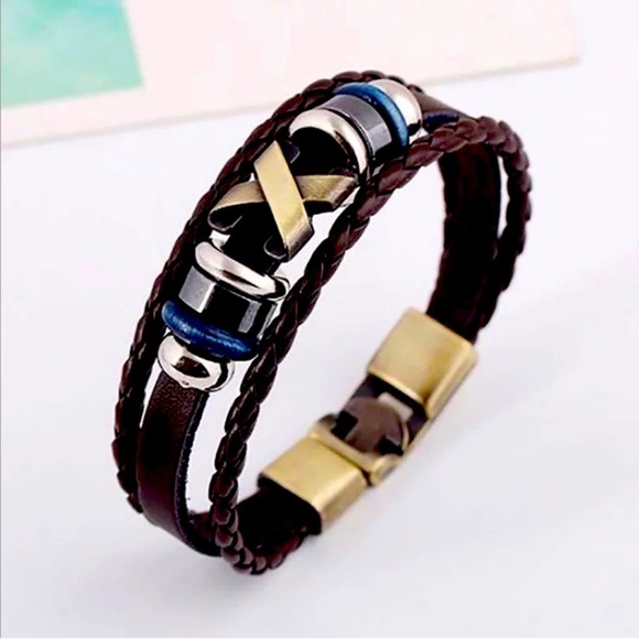 NWT Retro Pulsera Punk Vintage Hand Woven Rope Men’s Leather Bracelet - Picture 1 of 1